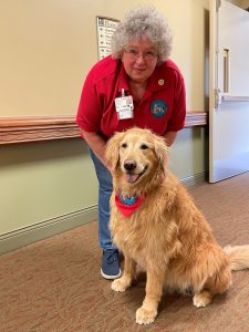 Judy Kravec and her therapy dog, Casey